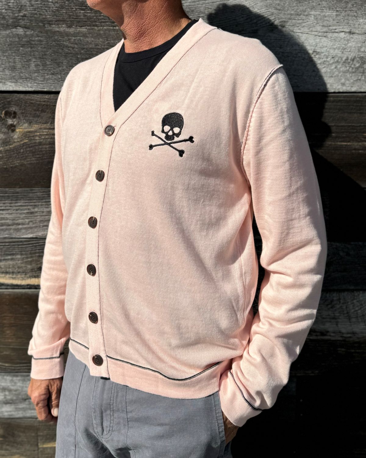 Cali Skull Cardigan Dusty Rose