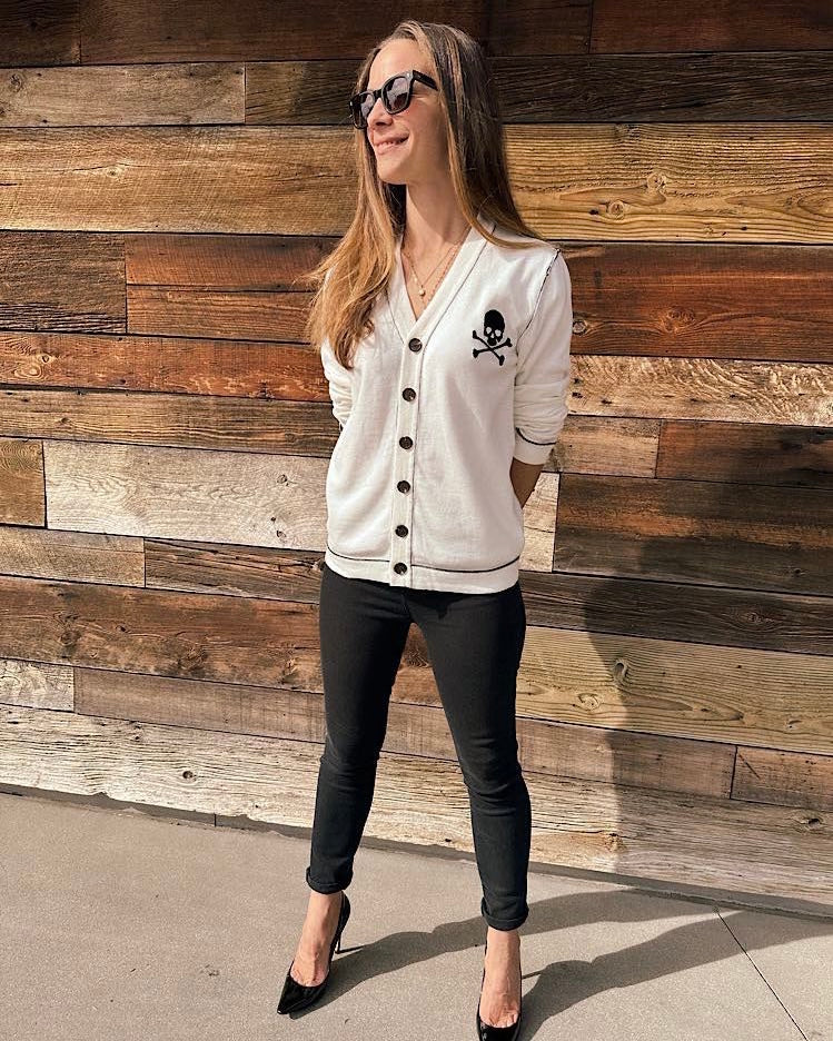 Cali Skull Cardigan Off White